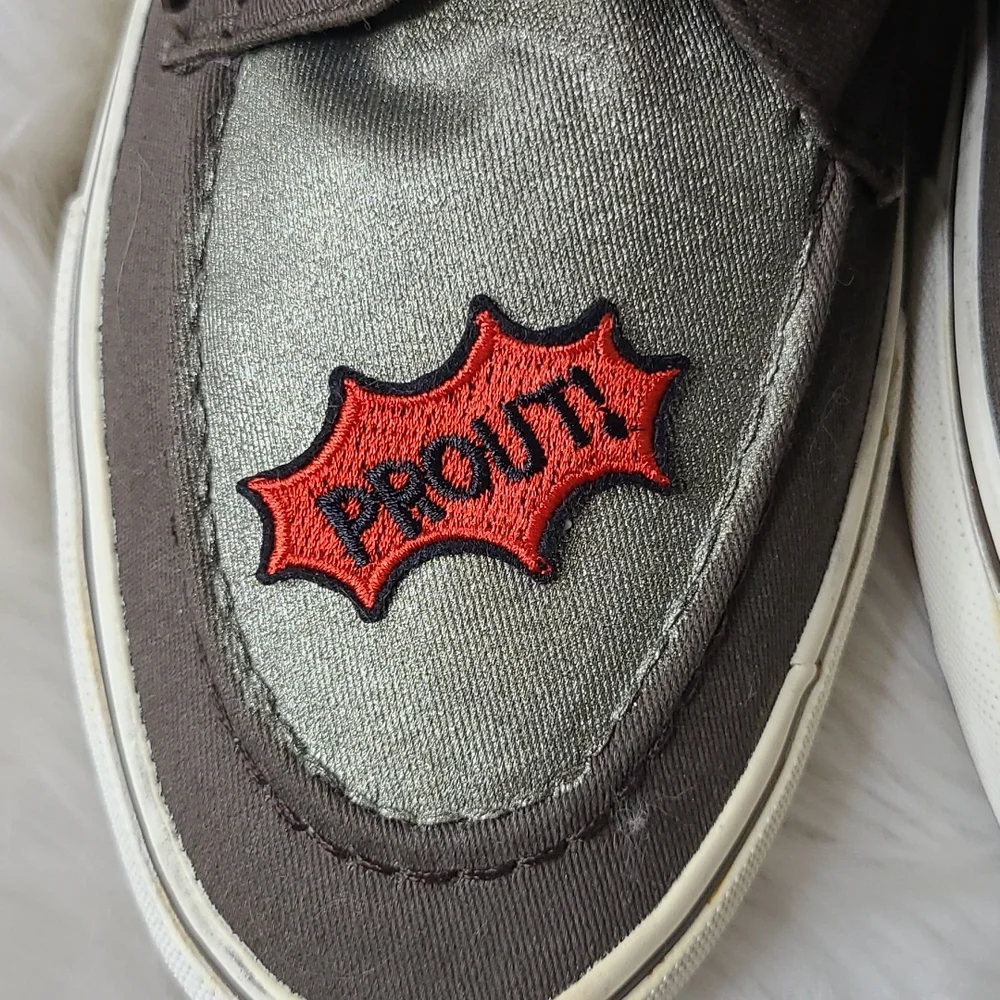 Sneakers Shoes Mid Top Size 9 Brown Canvas Hand Painted Embellished Bee Unique - Picture 8 of 8